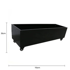 Black Metal Hedge Planter 100cm + Wheels