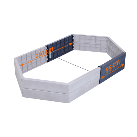 Extension For Garantia Hex ERGO Raised Garden Bed Full View With Dimensions