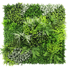 forest floor artificial plant panel with an arrangement of various green plants on a white background