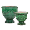 Image of Green Versailles Traditional Coupe Planters In 2 Sizes On White Background