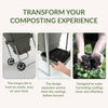 Image of Composting bin with text highlighting features and benefits
