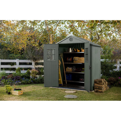 Keter Darwin 6x4 Garden Shed (1.9 x 1.2m) Green With Tools