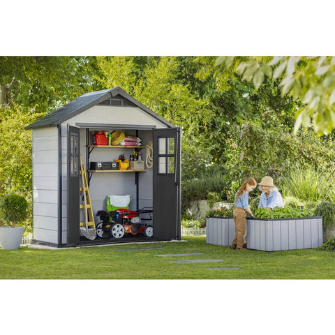Keter Oakland Garden Shed 754 Full View In The Garden