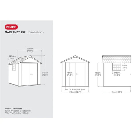 Keter Oakland Garden Shed 757 Dimensions
