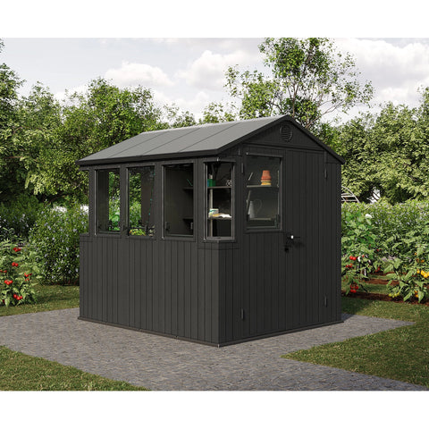Keter Potting 6x8 Shed - Dark Grey (1.9 x 2.4m) In The Garden