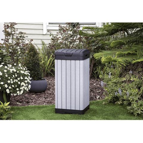 keter rockford outdoor waste bin in the garden image 2