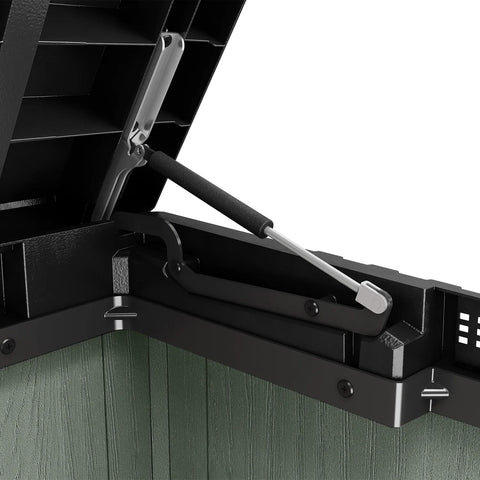 Keter Store It Out Darwin 1150L Green Lid Close Up With Piston