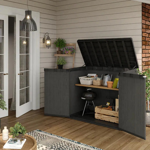 Keter Store It Out Darwin 1150L Grey Full View By The Door