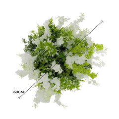 Roof Hanging Disc With Artificial Wysteria Silver Frame 60cm