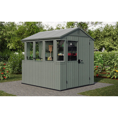 Keter Working / Potting 6x8 Shed - Green Full View In The Garden