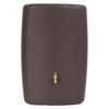 Image of Brown textured water tank with a brass tap on a white background