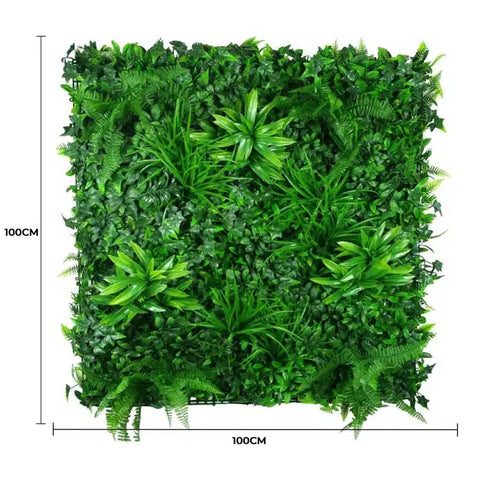 Green Tropics Artificial Plant Wall Panel 1m x 1m UV Stabilised Dimensions