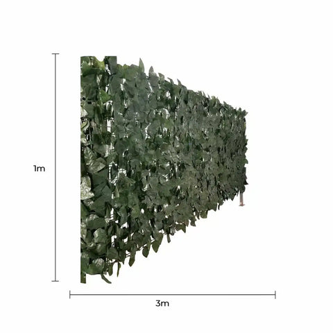 Artificial Ivy Leaf Hedge Screen 3m x 1m Roll Outdoor UV Stabilised Dimensions