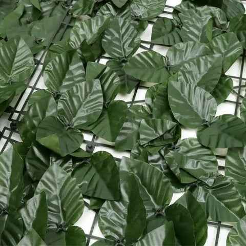 Close up image of the leaves on the Artificial Peach Leaf Ivy Hedge Screen 3m x 1m Roll Outdoor UV Stabilised