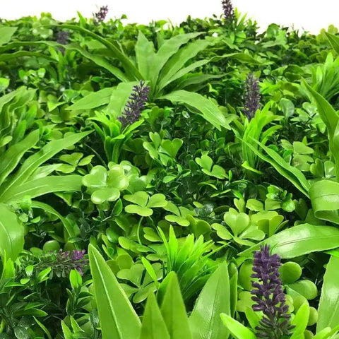 Close up image of the leaves and foliages of the Artificial Lavandula Vertical Garden Plant Wall Screening Panel