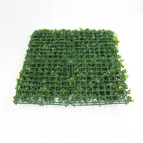 Artificial Jasmine Hedge 1m x 1m Plant Wall Screen Panel UV Stabilised Backing Frame laid flat on a white surface