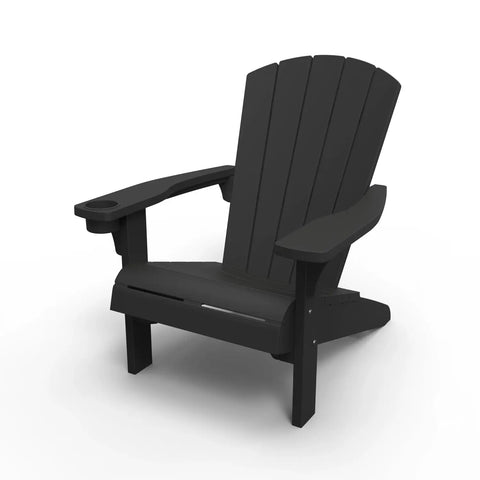 Black Adirondack chair on a white background
