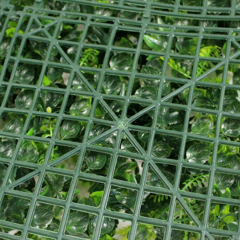 Close up image of the Artificial Spring Sensation Hedge Wall Panel 1m x 1m UV Stabilised backing frame