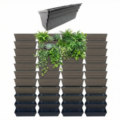 large set of 50 Wall-mounted vertical garden wallgarden pots with plants and on a white background