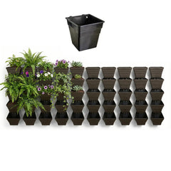 Set of wallgarden multihang pots with plants on a white background
