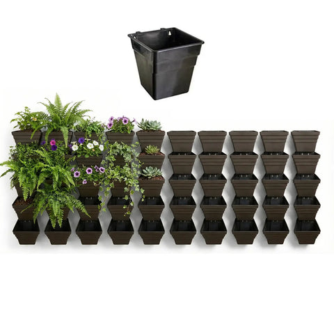 Set of wallgarden multihang pots with plants on a white background