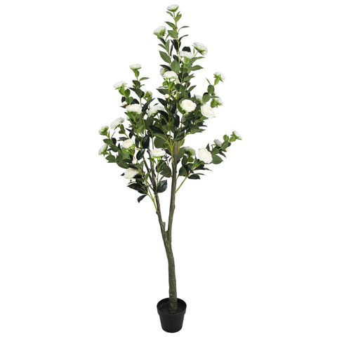 Artificial Camellia Tree Flowering Natural White 180cm