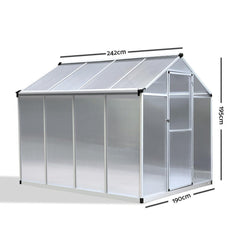 2.4m x 1.9m x 1.9m Polycarbonate Aluminium Greenhouse