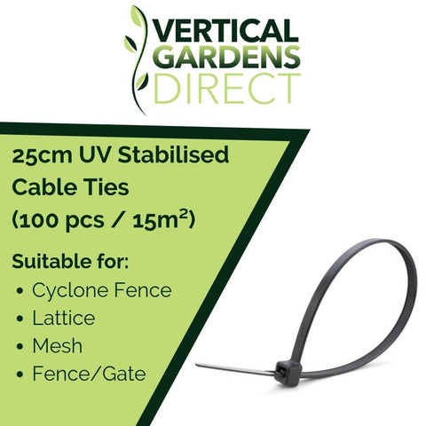 25cm UV Stabilised Cable Ties - 100 pcs / 15m²