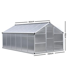 3.6m x 2.5m Polycarbonate Aluminium Greenhouse