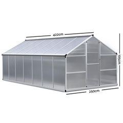 4.2m x 2.5m Polycarbonate Aluminium Greenhouse