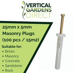 5mm x 25mm Nylon Masonry Plug For Brick/Masonry Surfaces - 100 pcs / 15m²
