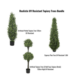Realistic Artificial UV Resistant Topiary Trees Bundle