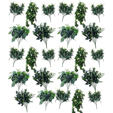 Artificial Bushy Plant Stems Variety Pack, UV Stabilised