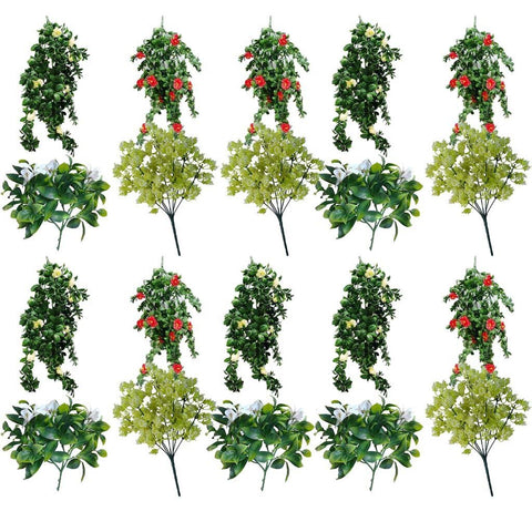 Artificial Flowering Plant Stems Variety Pack, UV Stabilised