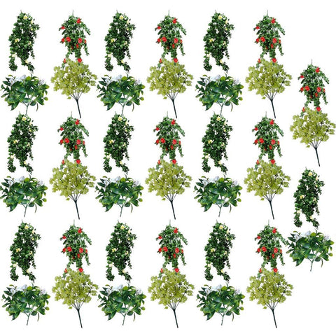 Artificial Flowering Plant Stems Variety Pack, UV Stabilised