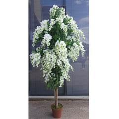 Artificial Flowering Wisteria White 185cm