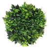 Image of Artificial Green Wall Disc Art 60cm Mixed Green Fern & Ivy - White