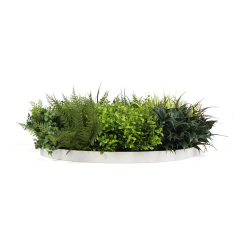 Artificial Green Wall Disc Art 80cm Green Field UV Resistant - White