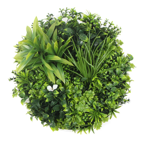 Artificial Green Wall Disc Art White Jasmine UV Resistant 100cm - White