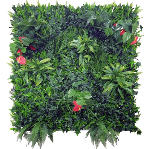 Artificial Mixed Jungle Vertical Garden 1m x 1m Plant Wall Screening Panel UV Protected