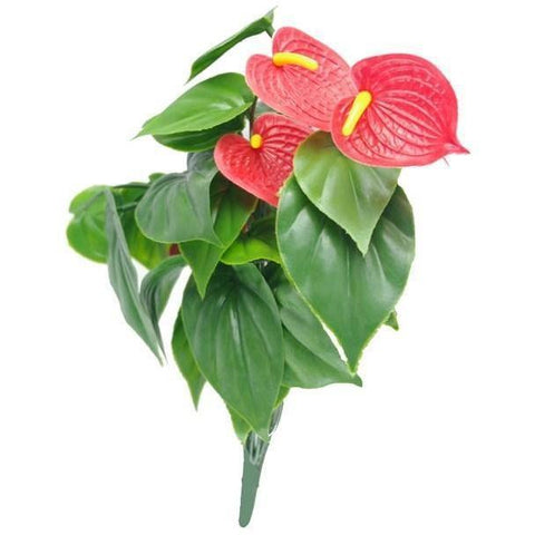 Artificial Red Anthurium Bunch 38cm UV Stabilised