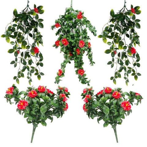 Artificial Red Rose Plant Foliage Variety Pack, UV Stabilised