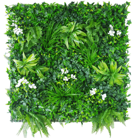 Artificial White Tropics Vertical Garden Wall Panel 1m x 1m UV Stabilised
