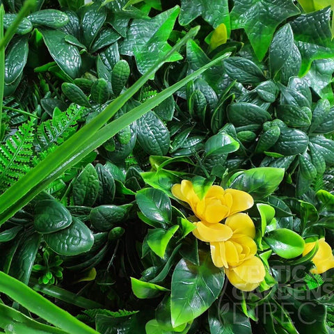 Artificial Yellow Tropics Vertical Garden Panel 1m x 1m UV Stabilised