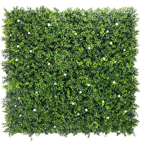 Artificial Flowering Buxus Hedge Plant Panel 1m x 1m UV Stabilised