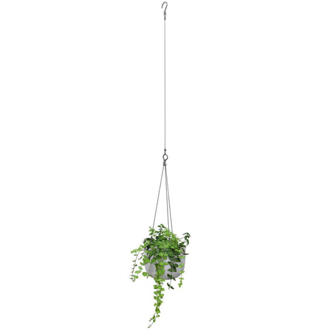 Balcony Lite 20cm White Hanging Stone Pot With 1.2m Stainless Wire