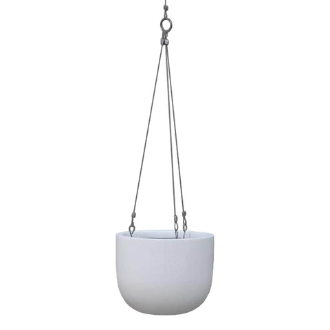 Balcony Lite 20cm White Hanging Stone Pot With 1.2m Stainless Wire