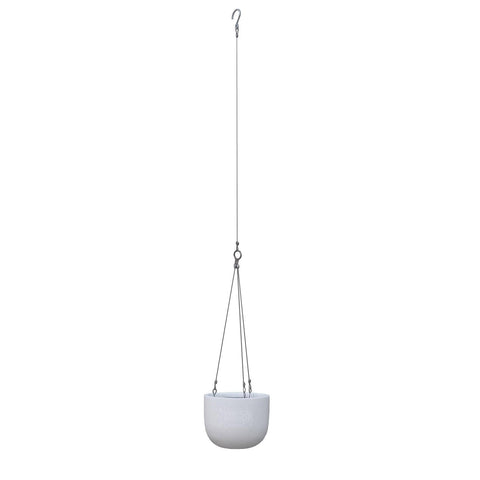 Balcony Lite 20cm White Hanging Stone Pot With 1.2m Stainless Wire