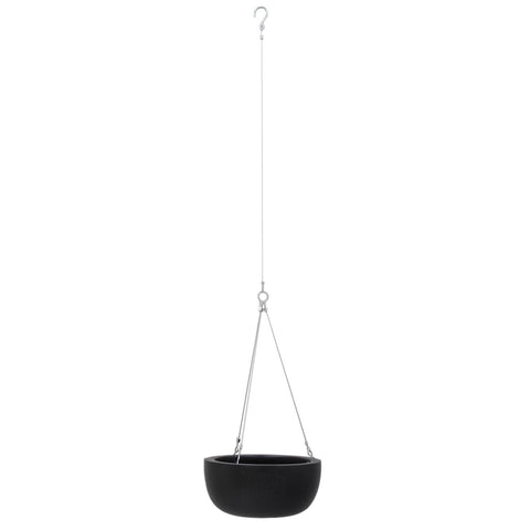 Balcony Lite 30cm Black Hanging Stone Bowl With 1.2m Stainless Wire