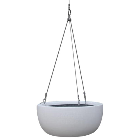 Balcony Lite 30cm White Hanging Stone Bowl With 1.2m Stainless Wire